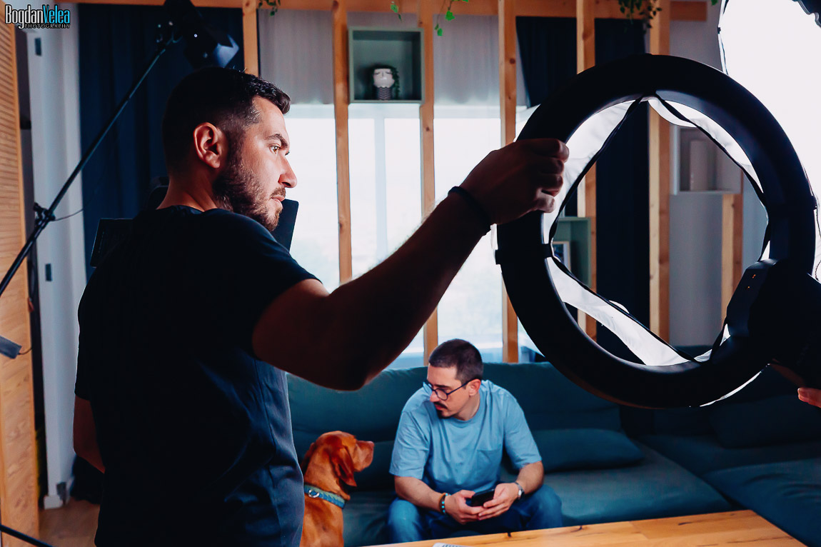 Fotografii din culise la reclama FLANCO cu echipament de filmare